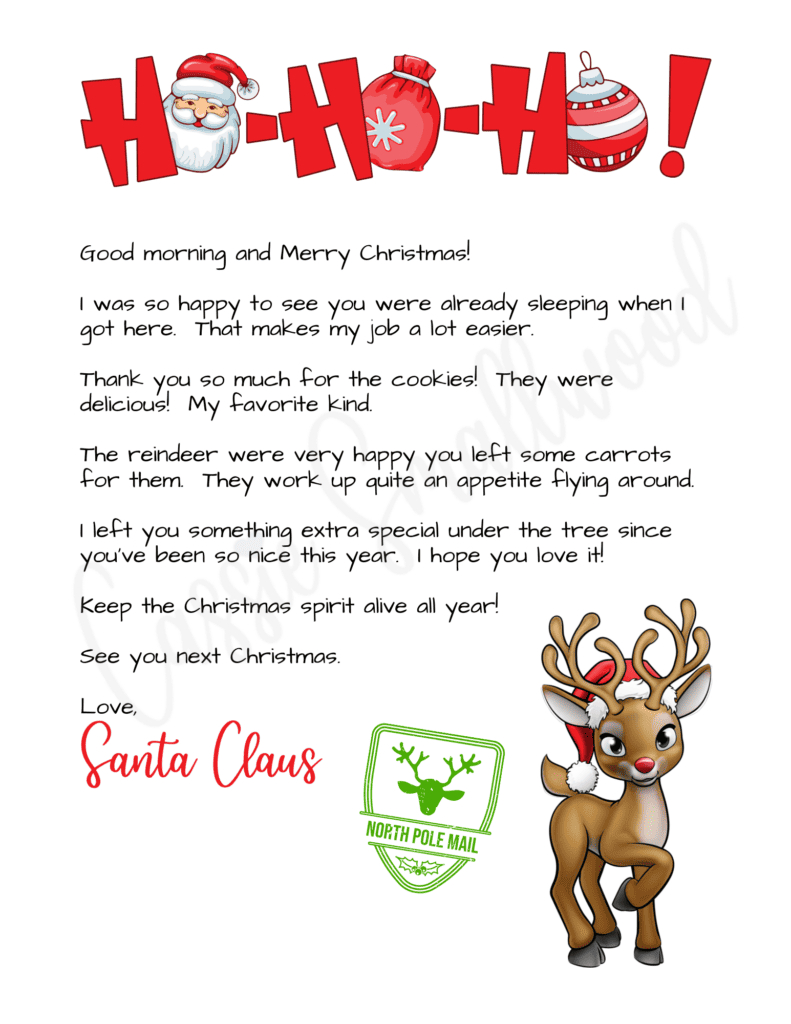 The Cutest Letters From Santa - Cassie Smallwood in Printable Christmas Morning Thank You Letter From Santa