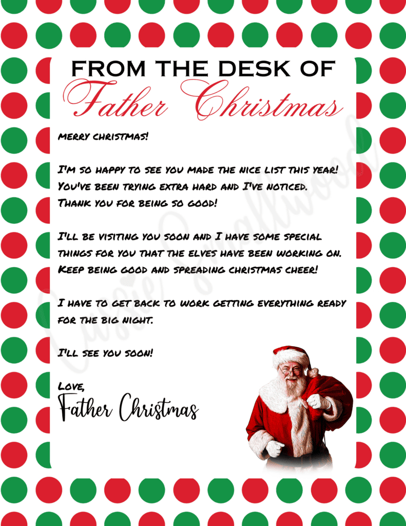 The Cutest Letters From Santa - Cassie Smallwood pertaining to Printable Christmas Letter From Santa