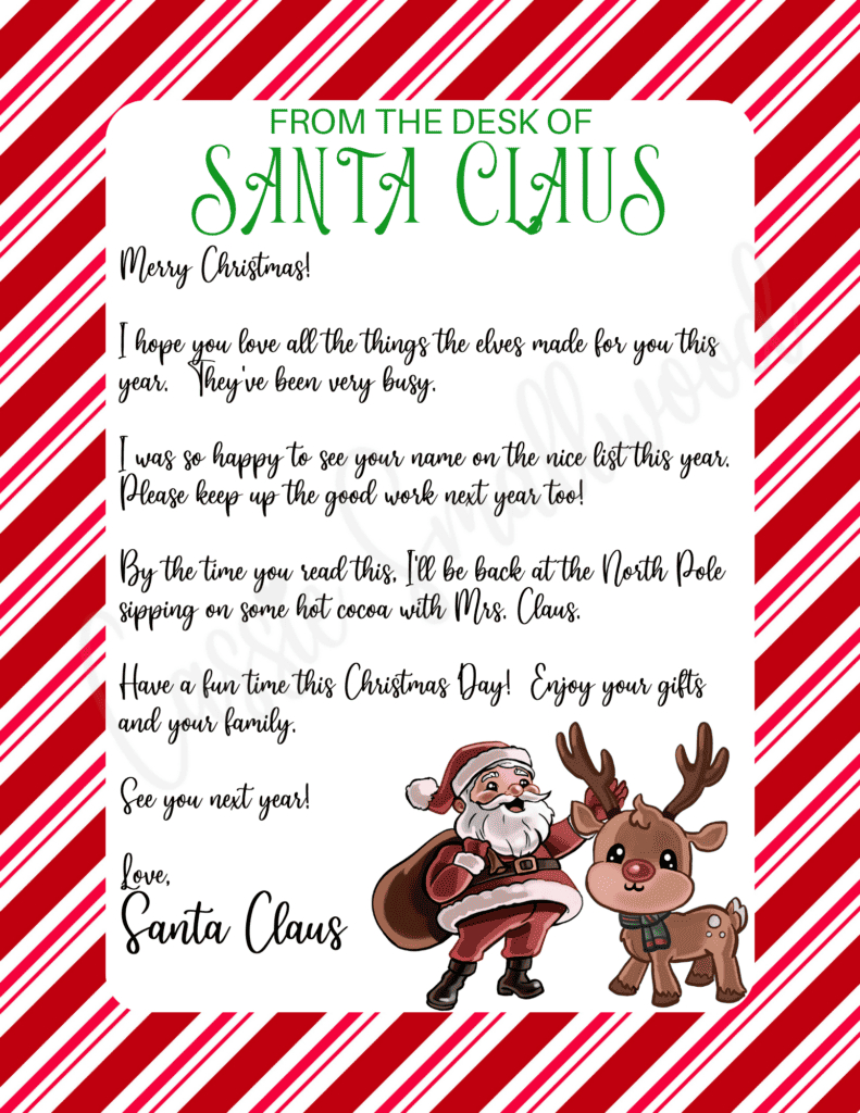 The Cutest Letters From Santa - Cassie Smallwood with regard to Free Printable Letter From Santa Christmas Morning