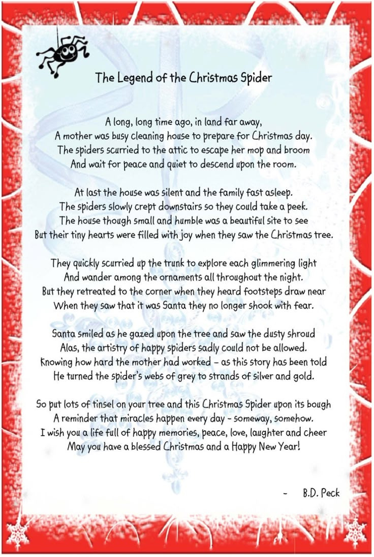 The Legend Of The Christmas Spider Printable - Google Search inside Free Printable Christmas Spider Story Printable