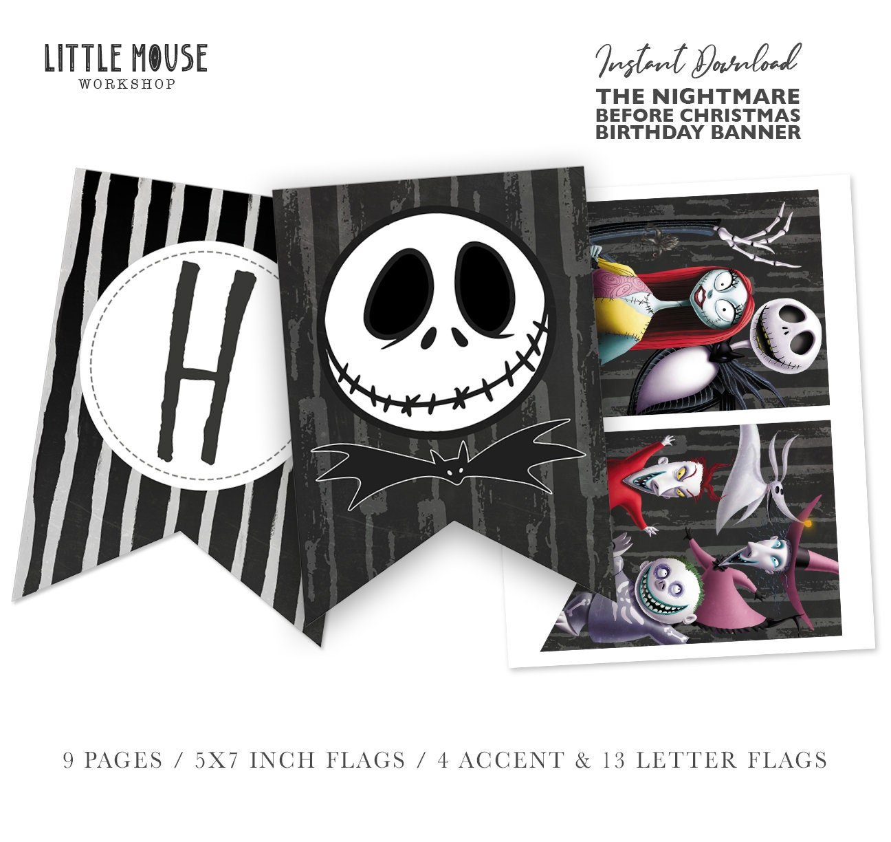 The Nightmare Before Christmas Birthday Banner - Etsy within Nightmare Before Christmas Banner Printable