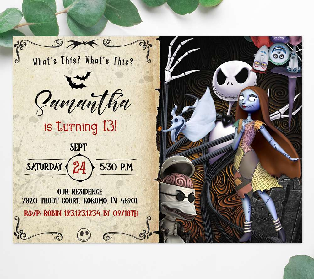 The Nightmare Before Christmas Invitation - Edit Yourself Online Now! in Free Printable Nightmare Before Christmas Birthday Invitations