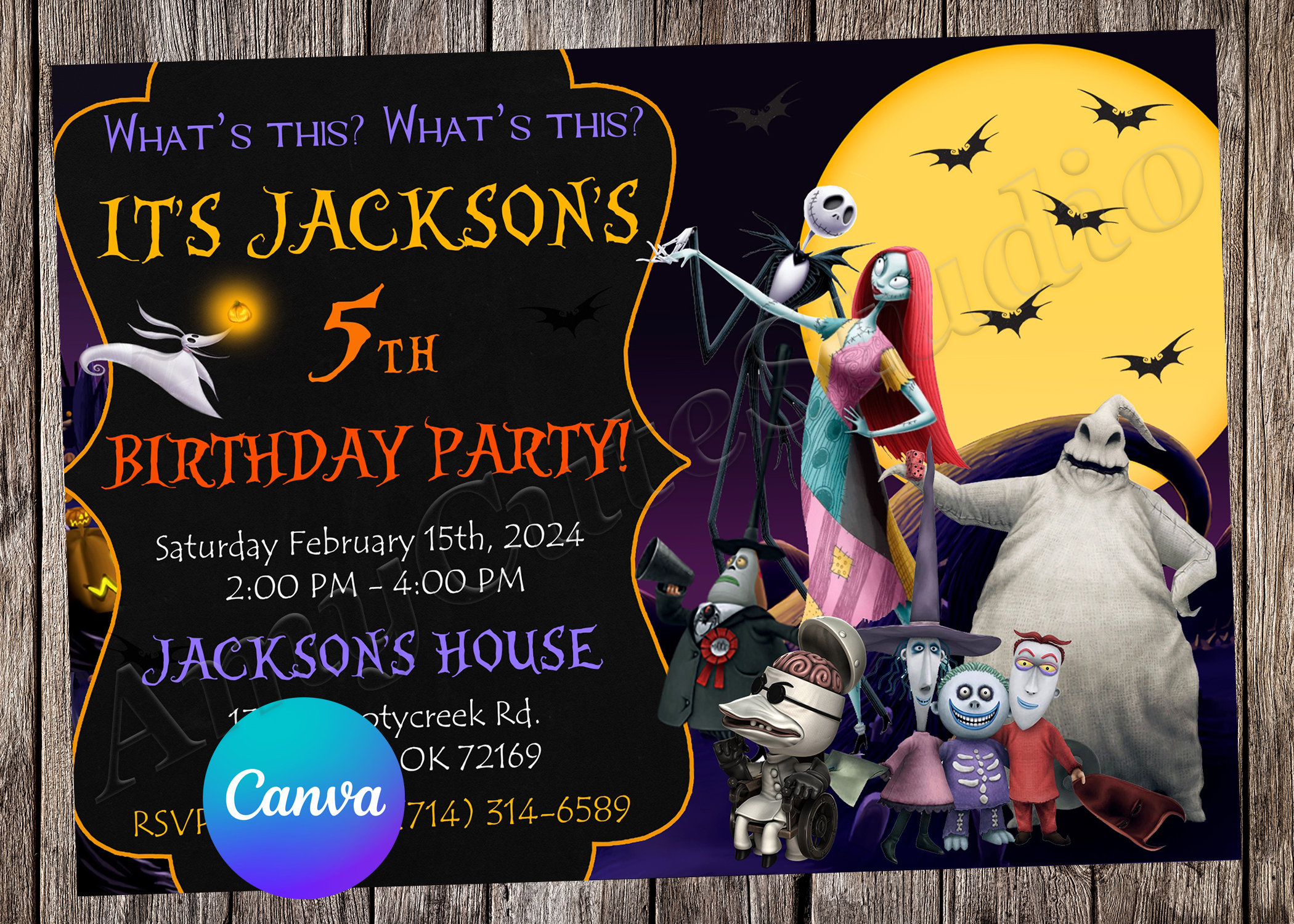 The Nightmare Before Christmas Invitation The Nightmare Before Christmas  Birthday Party Jack Skellington Editable Invitation intended for Downloadable Free Printable Nightmare Before Christmas Invitation Template