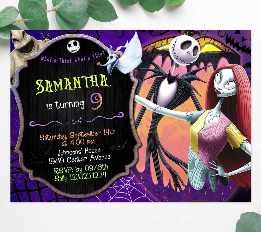 The Nightmare Before Christmas Invites - Edit Online Now with Free Printable Nightmare Before Christmas Birthday Invitations