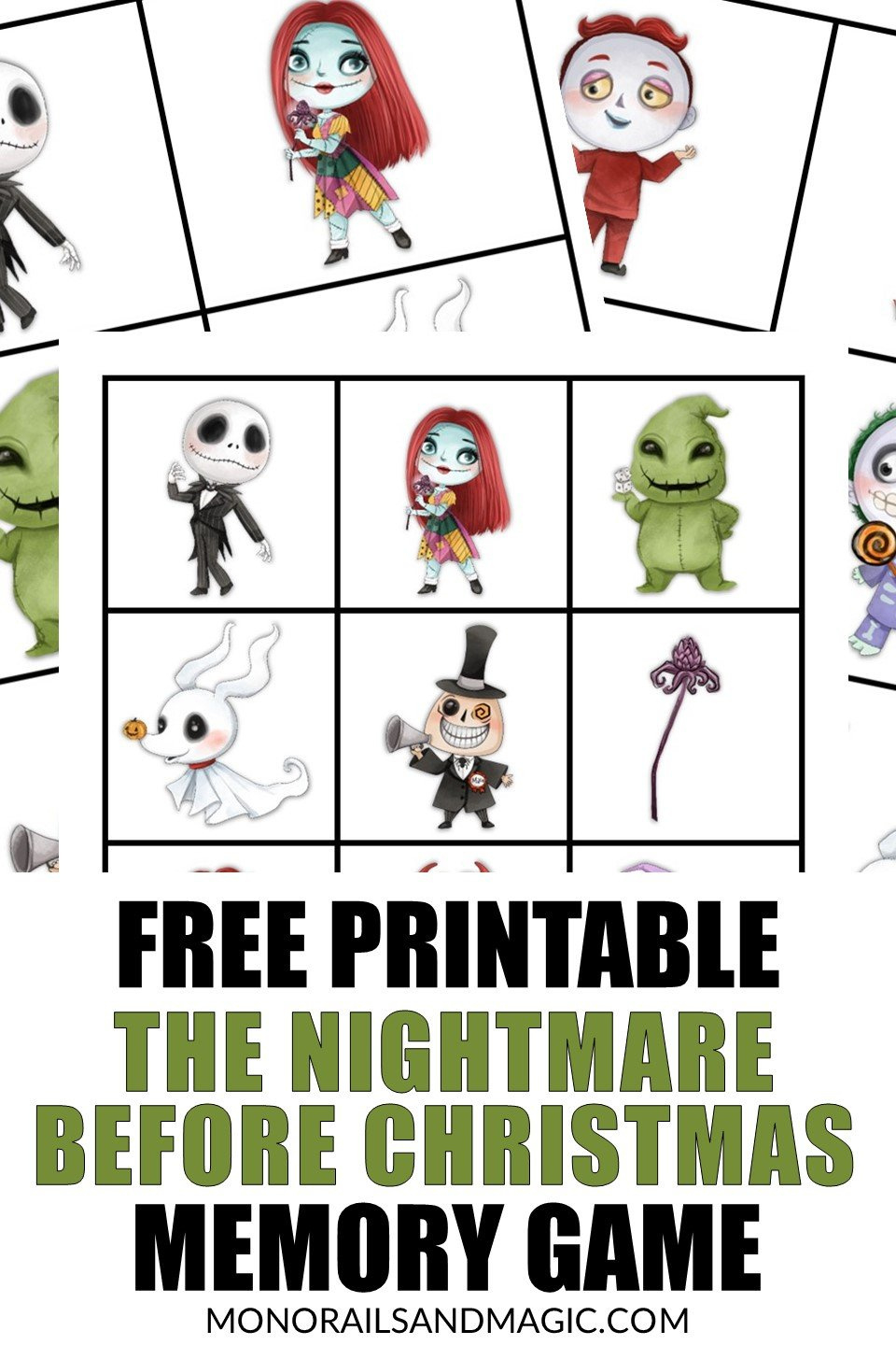 The Nightmare Before Christmas Memory Game Free Printable inside Nightmare Before Christmas Printable Characters
