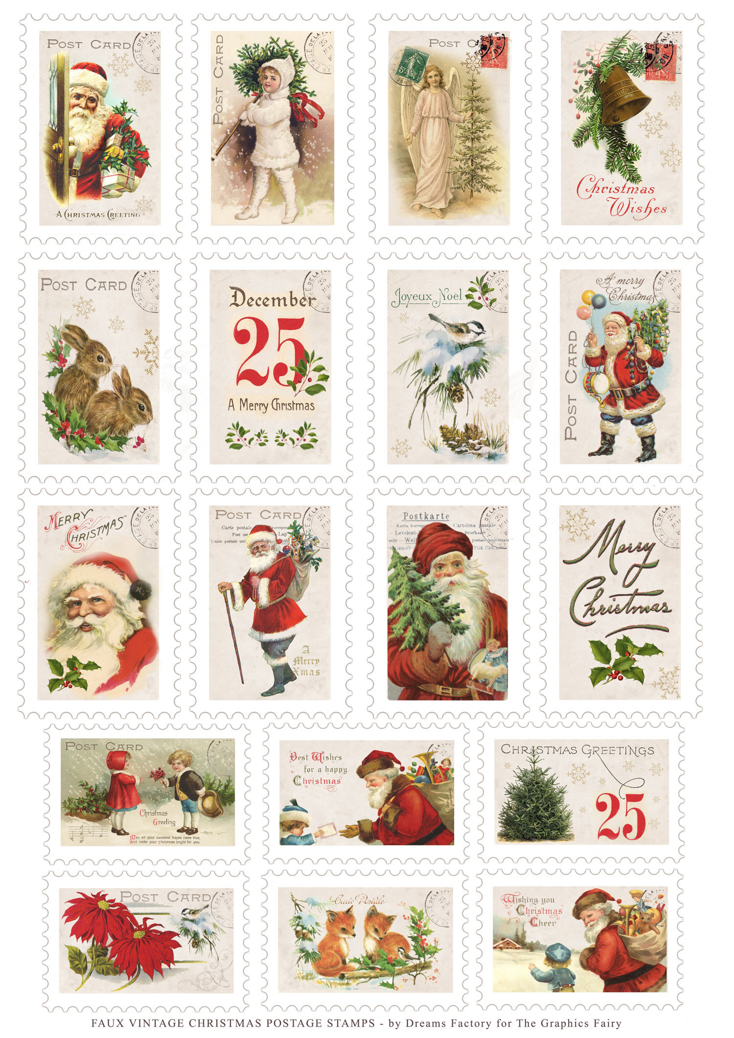 Vintage Christmas Stamps Printable! - The Graphics Fairy throughout Free Printable Christmas Postage Stamps