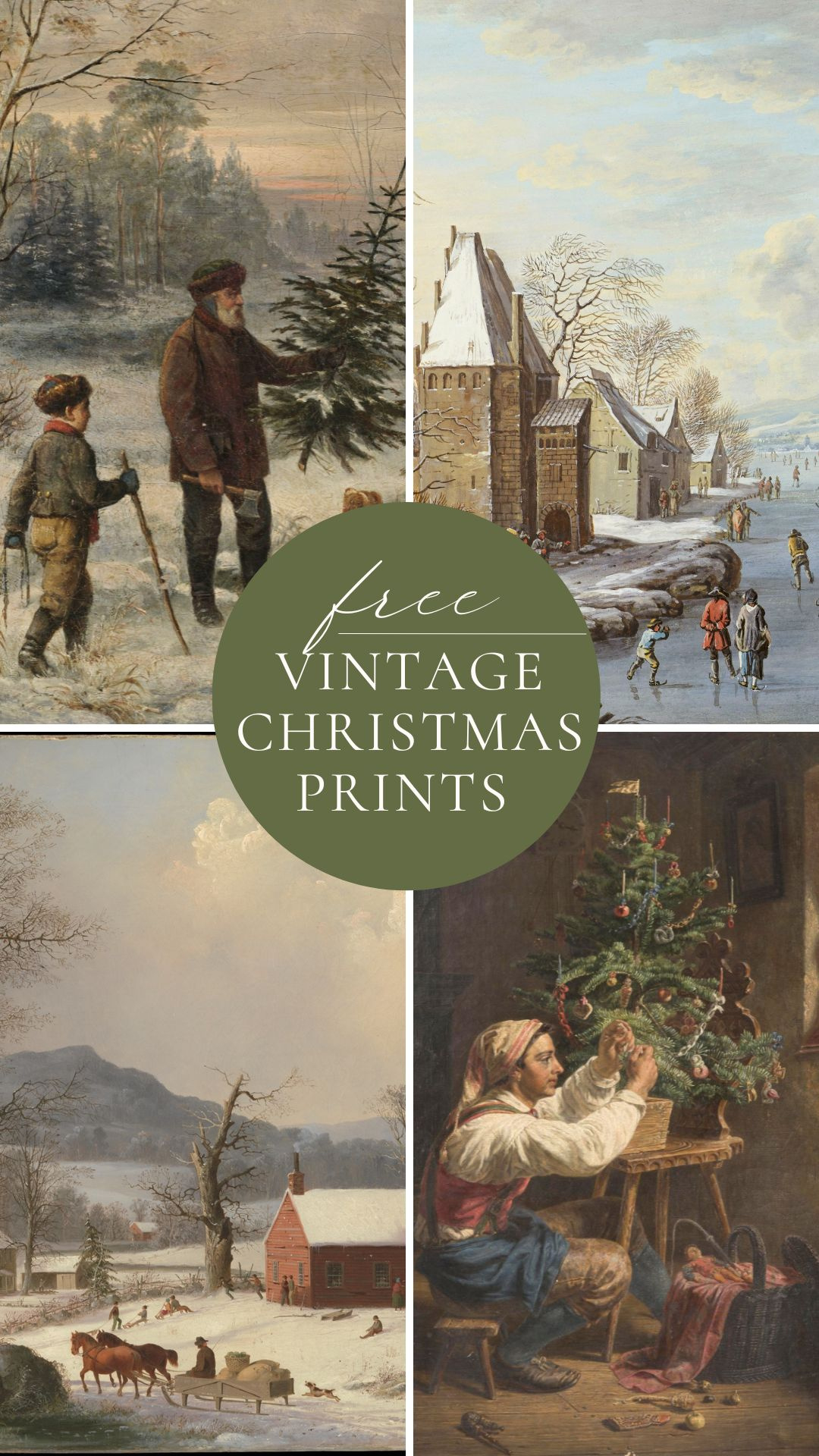Vintage Winter Village Prints | Amelia Lawrence throughout Free Printable Vintage Christmas Images Free Download