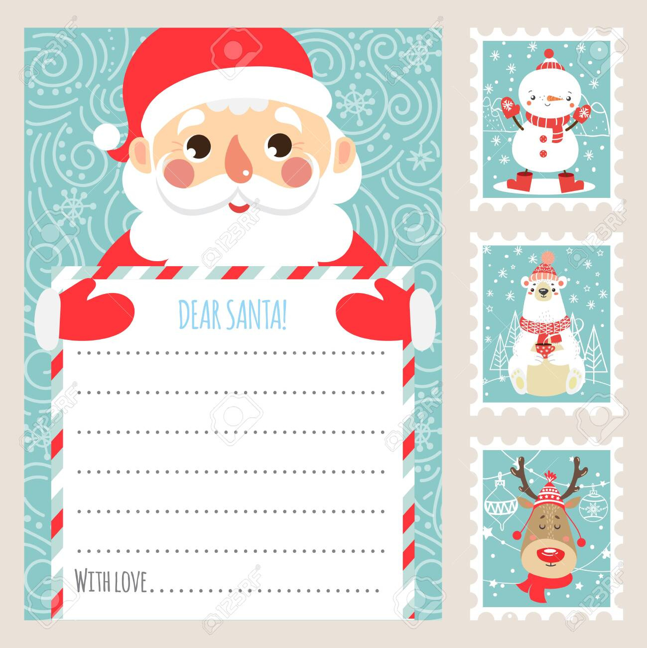 Vorlage Weihnachtsbrief Für Den Weihnachtsmann. Druckbare Karte pertaining to Printable Christmas Card From Santa