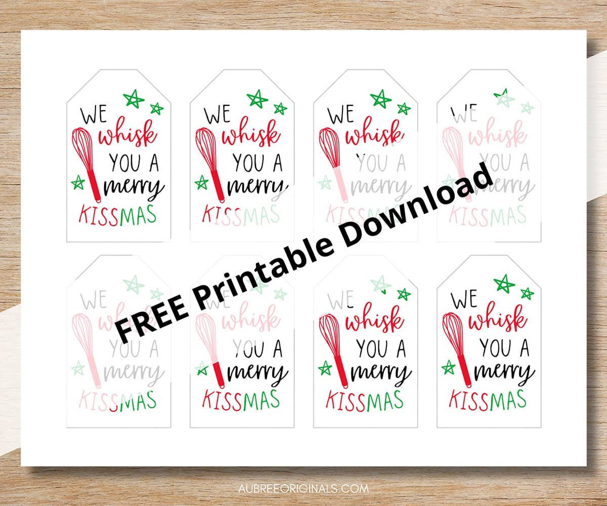 We Whisk You A Merry Christmas Free Printable Tags - Aubree Originals within Merry Christmas Tags Printable Free