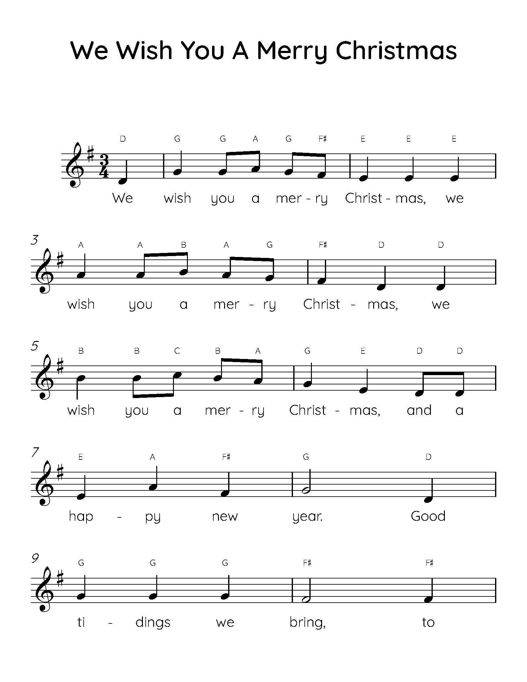 We Wish You A Merry Christmas Easy Piano Sheet Music, Digital intended for Easy Christmas Sheet Music Piano Free Printable