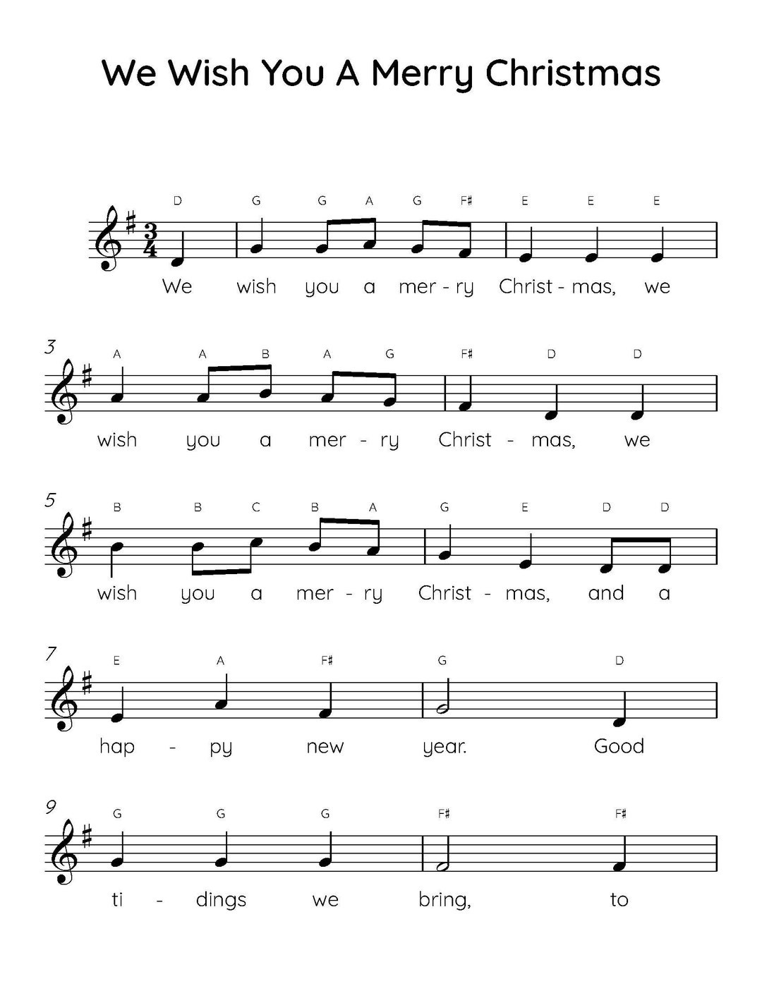We Wish You A Merry Christmas Easy Piano Sheet Music, Digital pertaining to Free Printable Easy Piano Sheet Music For Christmas