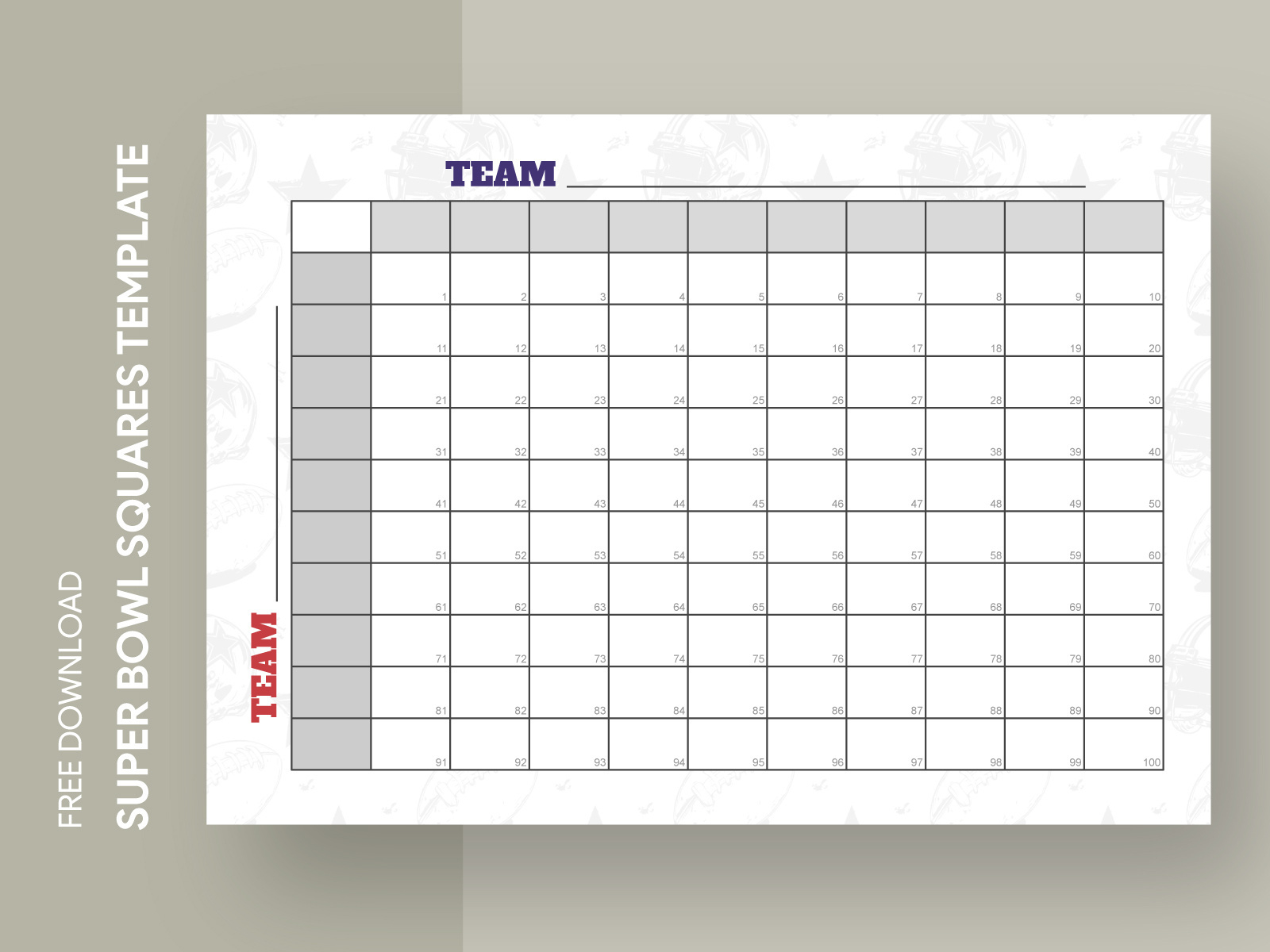 100 Square Grid For The Big Gamegdoc On Dribbble for Free Printable Super Bowl Pool Squares