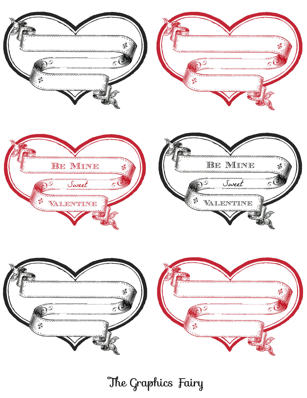 14 Printable Valentine Heart Images! - The Graphics Fairy throughout Printable Valentine Hearts Free