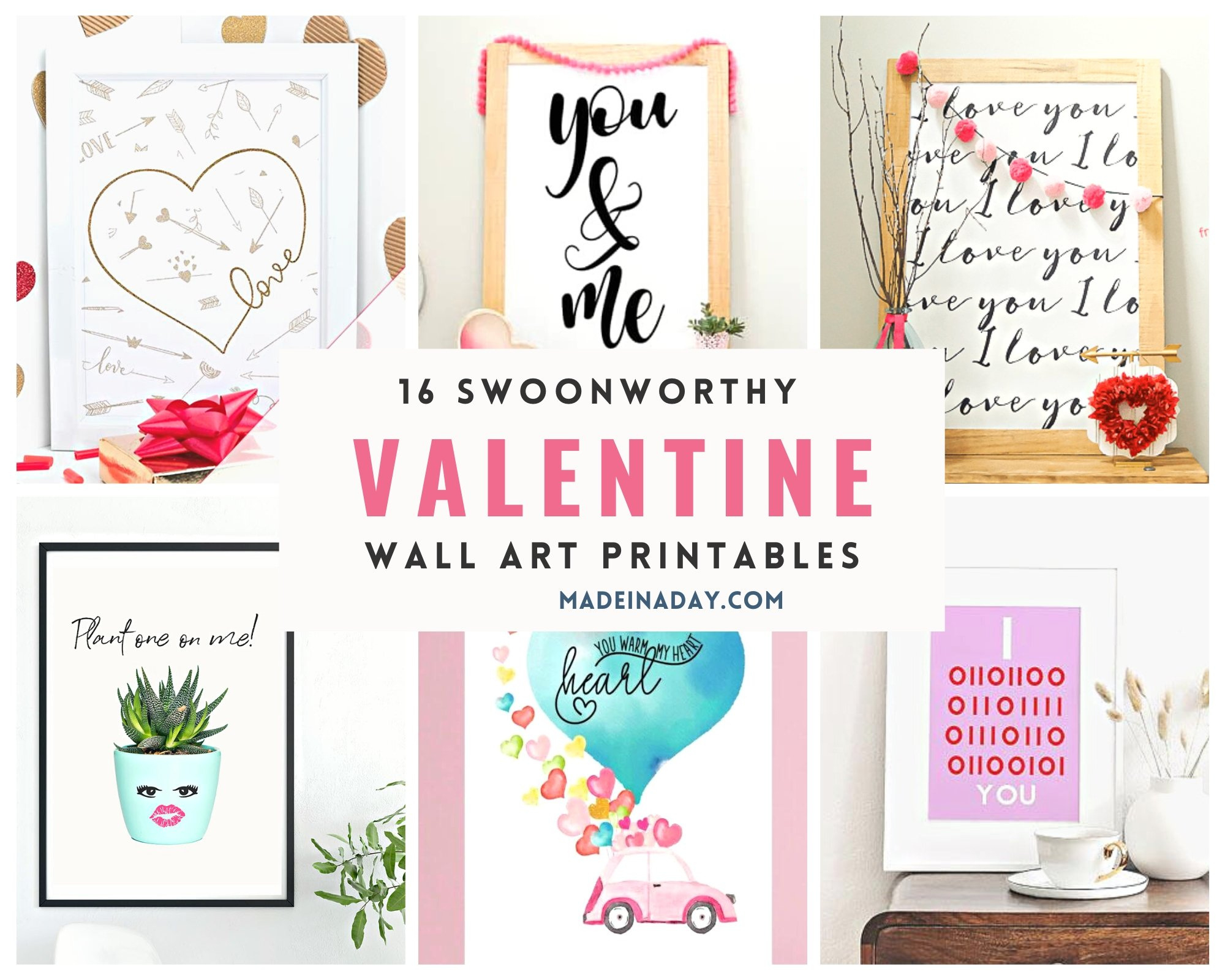 16 Adorable Valentines Day Wall Art Printables | within Printable Valentine Decor