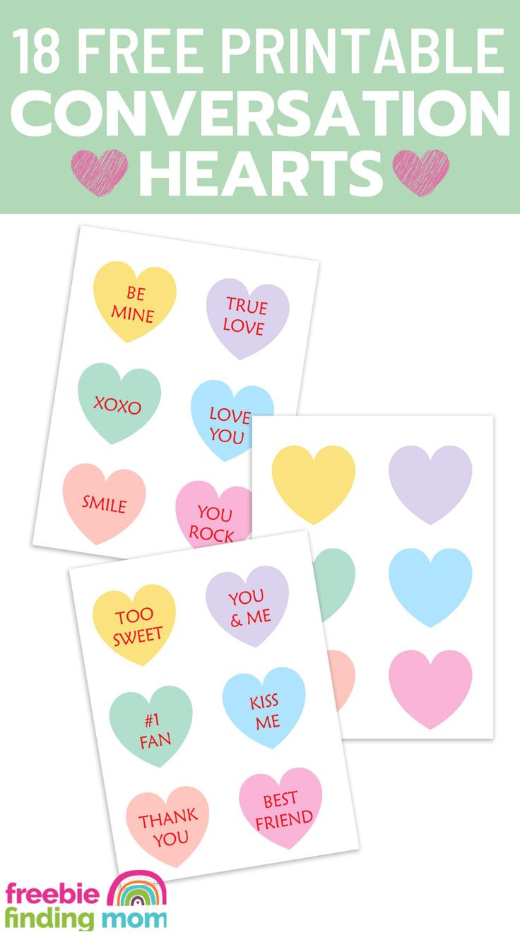 18 Free Printable Conversation Hearts pertaining to Valentine Conversation Hearts Printable