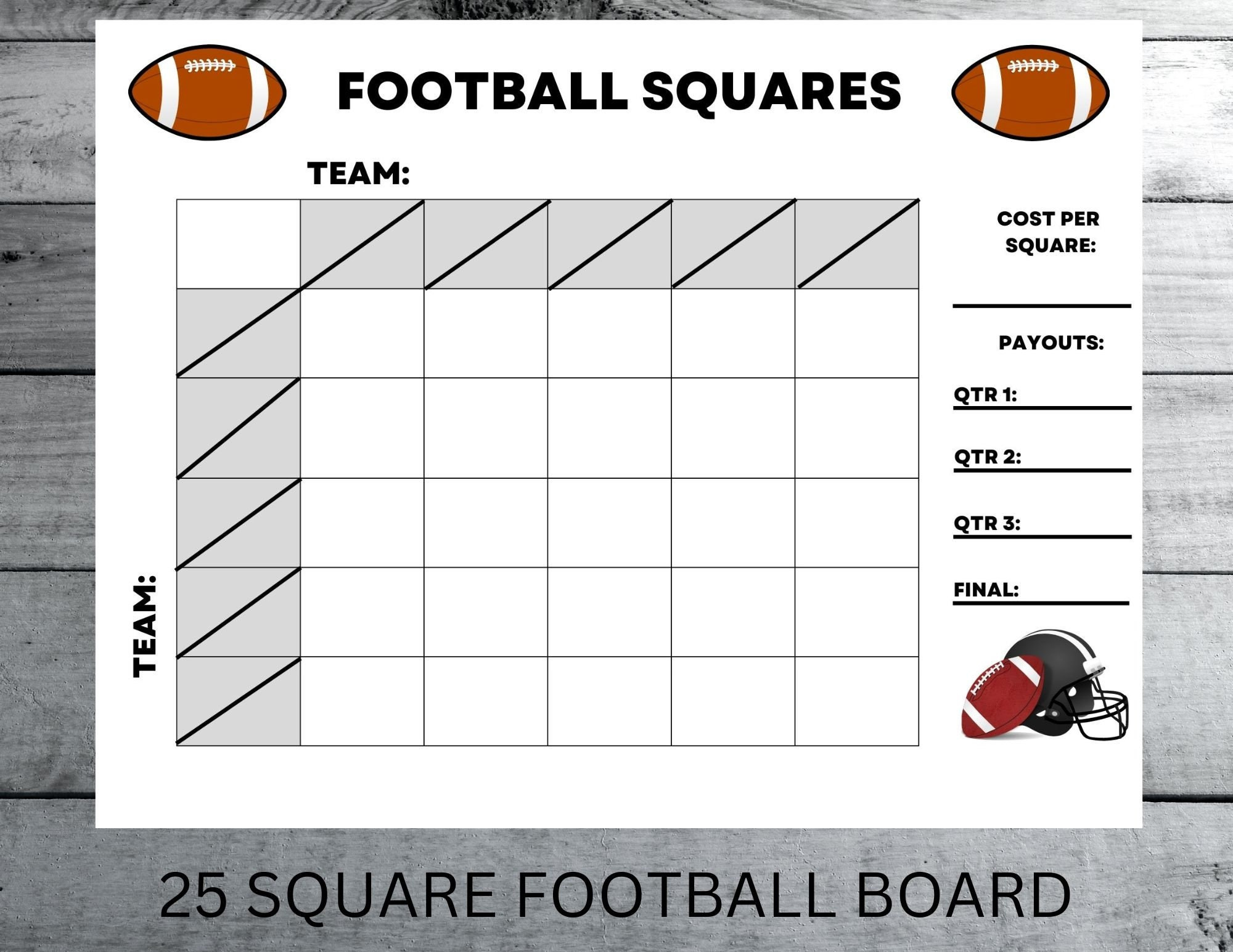 25 Square Football Game Board: Big Game Party (Digital Download with regard to Printable 25 Square Super Bowl Board
