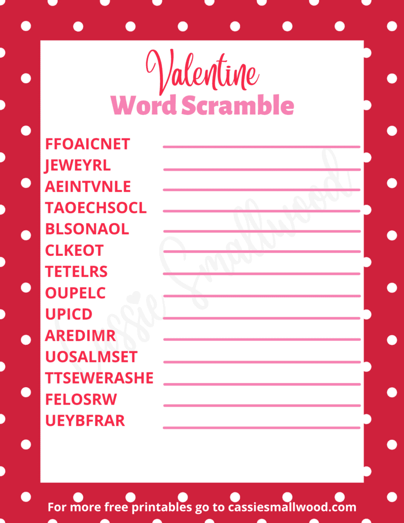 3 Fun Valentine'S Day Word Scrambles (With Answers) - Cassie Smallwood within Printable Valentine Word Scramble