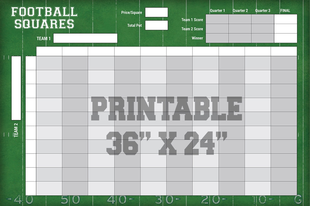 4-Quarter Football Squares - Download &amp;amp; Print - Any Football Game regarding Printable Super Bowl Squares 4 Quarters