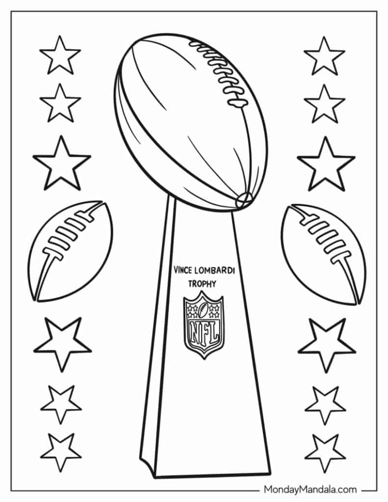 42 Football Coloring Pages (Free Pdf Printables) with Super Bowl Trophy Printable