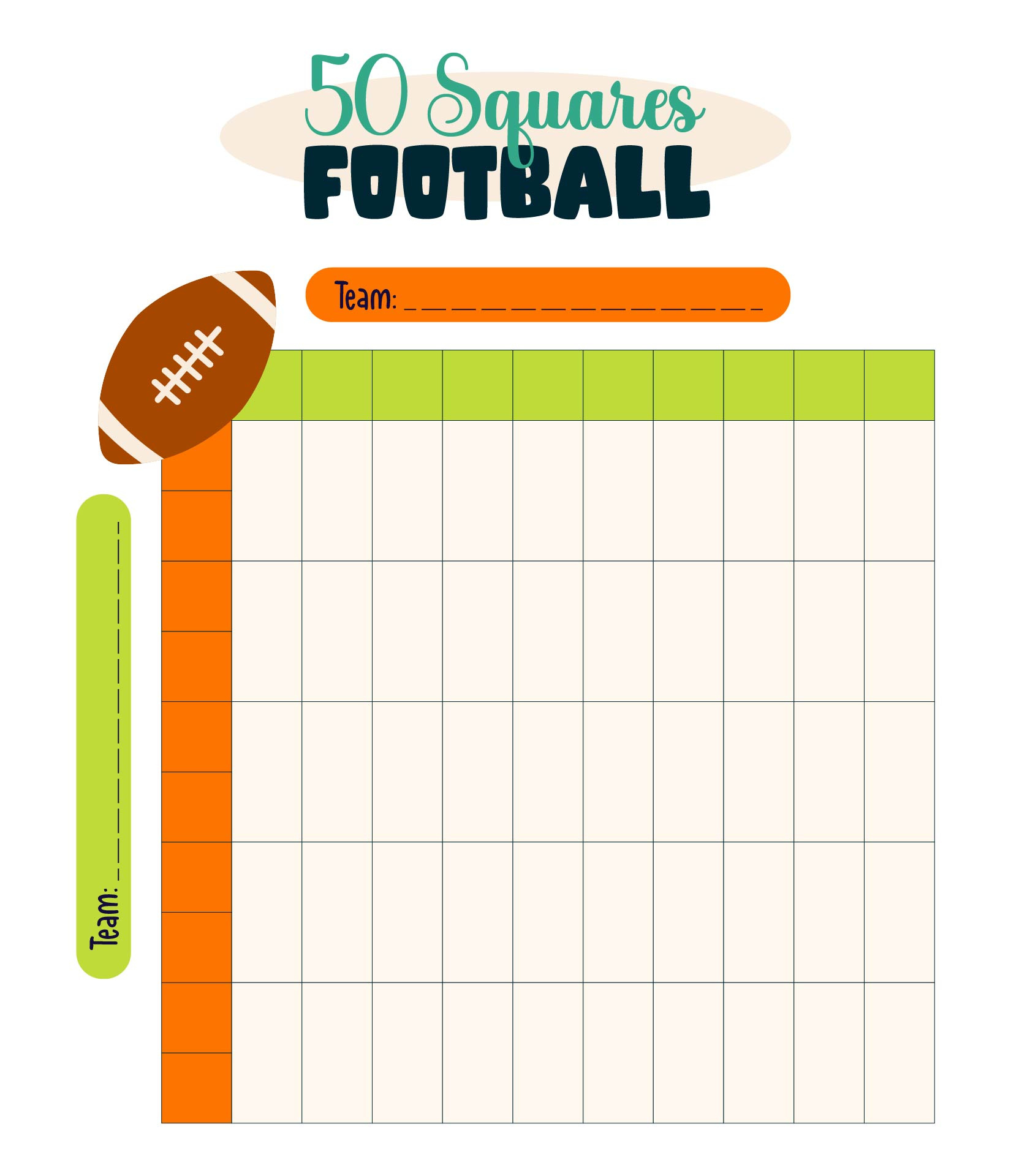 50 Square Football Pool Grid - 14 Free Pdf Printables | Printablee throughout Printable Super Bowl 50 Squares