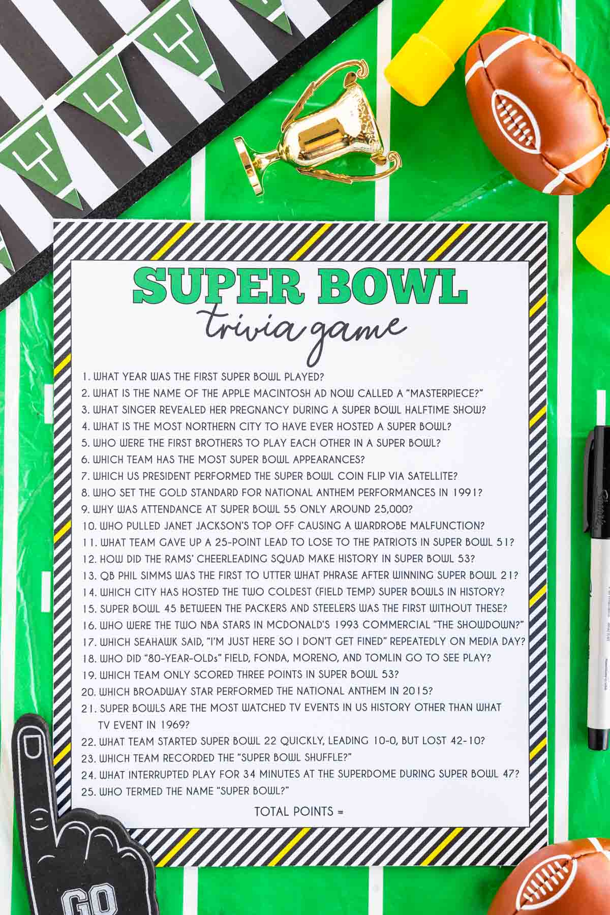 50 Super Bowl Trivia Questions &amp;amp; Printable Game - Play Party Plan in Super Bowl Quizzes Printable