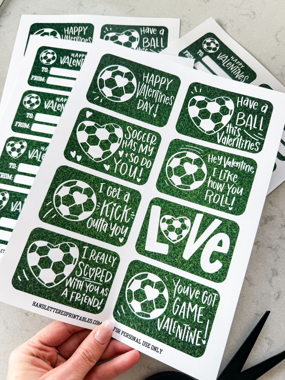 8 Soccer Valentines Day Cards Free Printable - Hand Lettered within Soccer Valentines Cards Printable