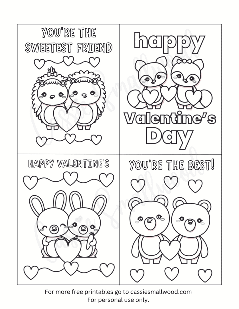 93 Cutest Printable Valentine'S Day Cards To Color - Cassie Smallwood inside Coloring Valentines Cards Printable Free
