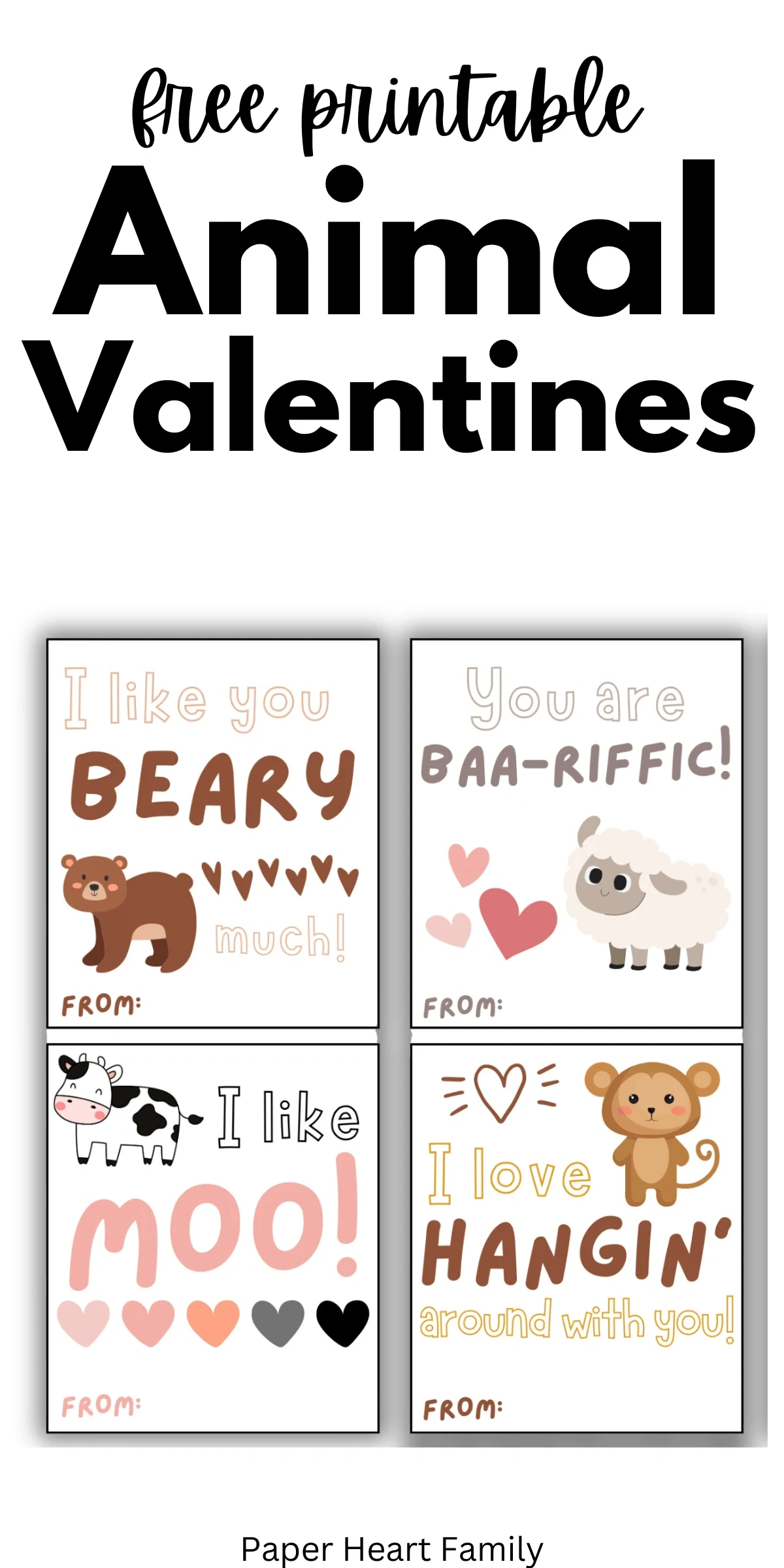 Adorable Free Printable Animal Valentines within Free Printable Cow Valentines