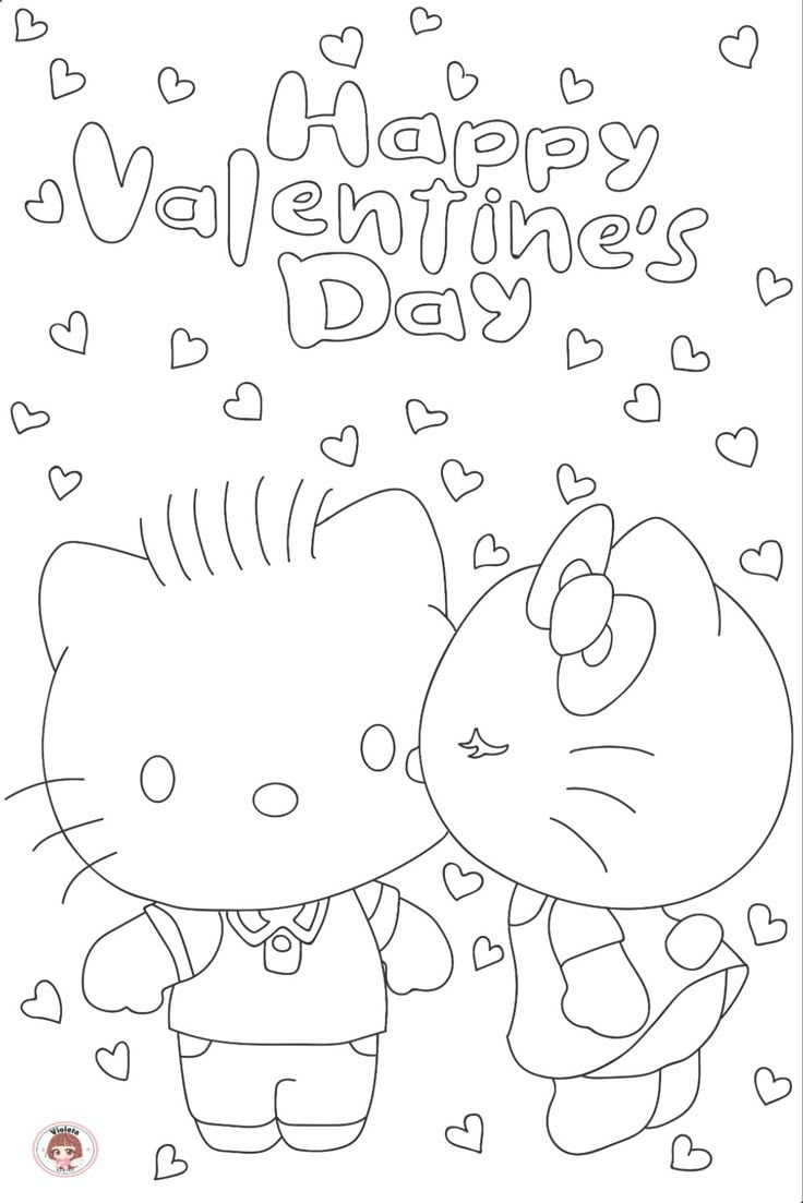 Adorable Hello Kitty Happy Valentine&amp;#039;S Day Coloring Page - Free intended for Hello Kitty Valentines Coloring Pages Printable