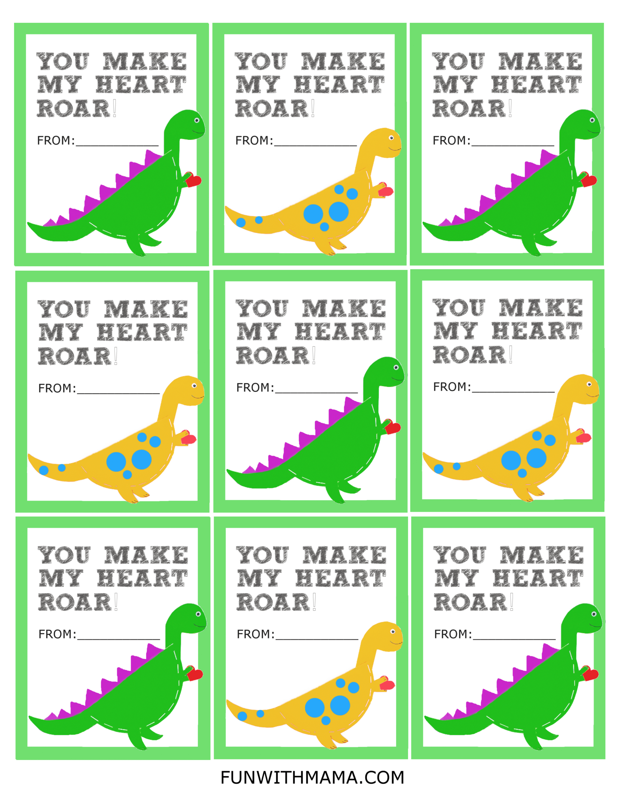 Adorable Printable Dinosaur Valentine Cards - Fun With Mama with regard to Dinosaur Valentines Cards Free Printable