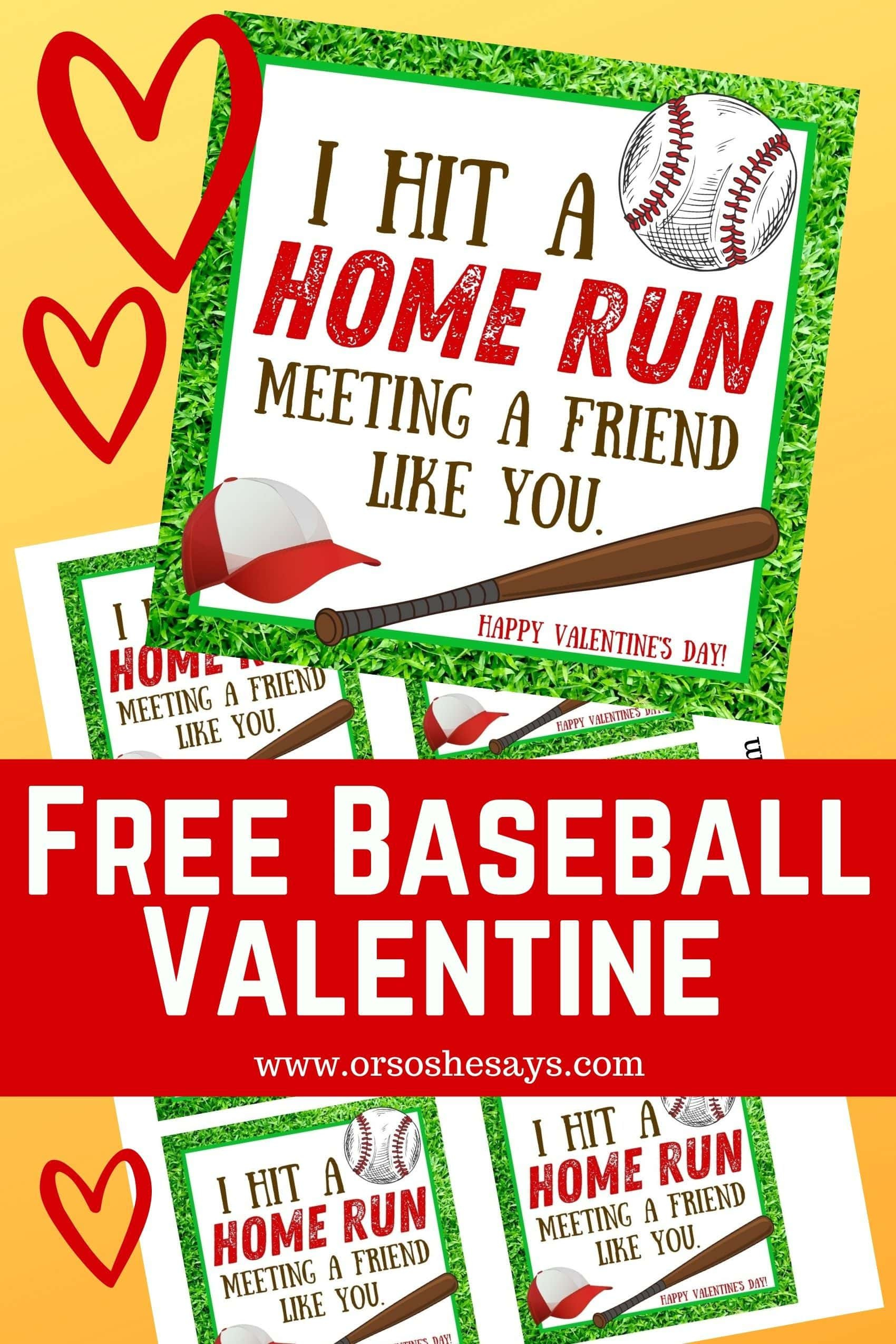 Baseball Valentine Printable (Totally Free!) - Or So She Says pertaining to Free Printable Baseball Valentine Cards