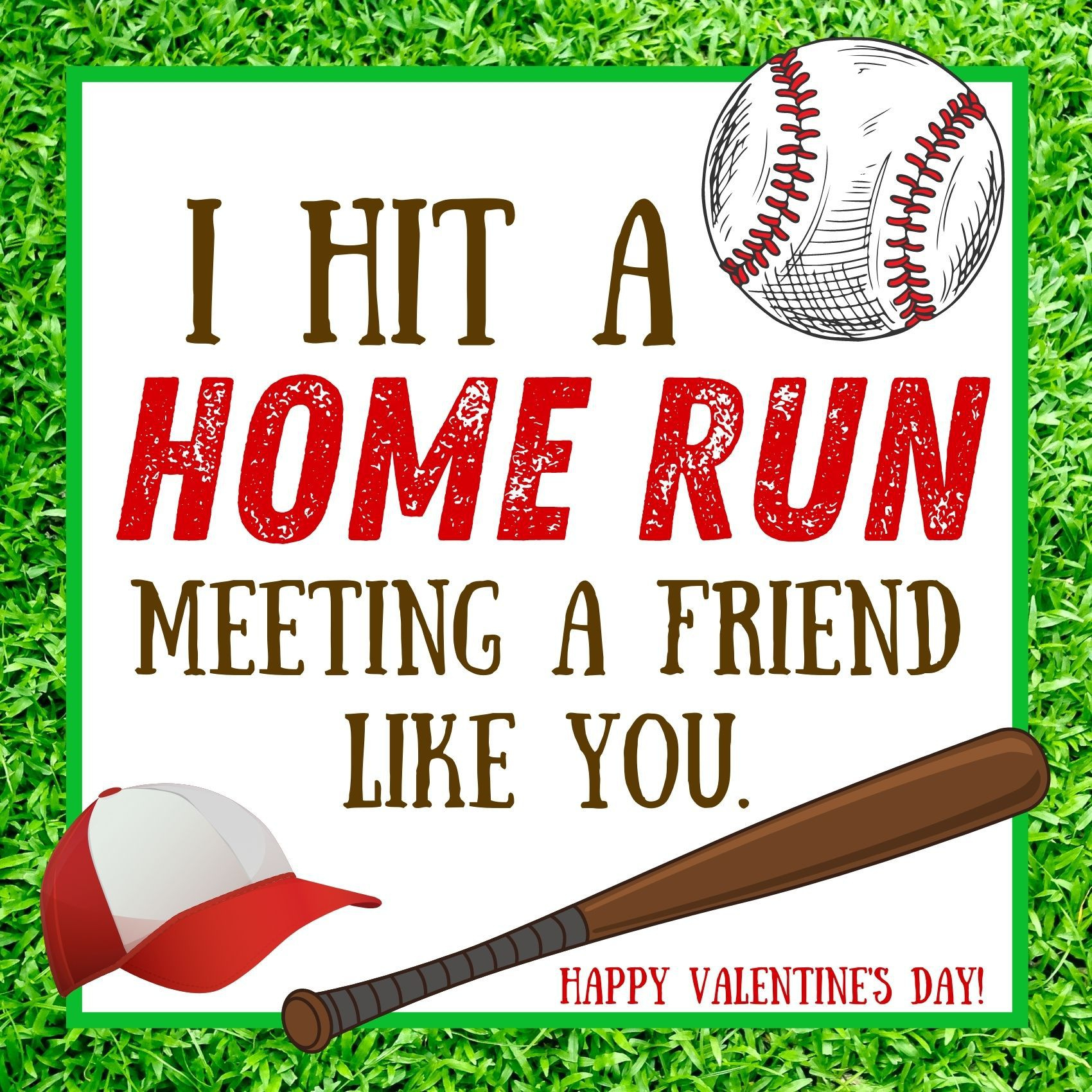 Baseball Valentine Printable (Totally Free!) - Or So She Says with Free Printable Baseball Valentines