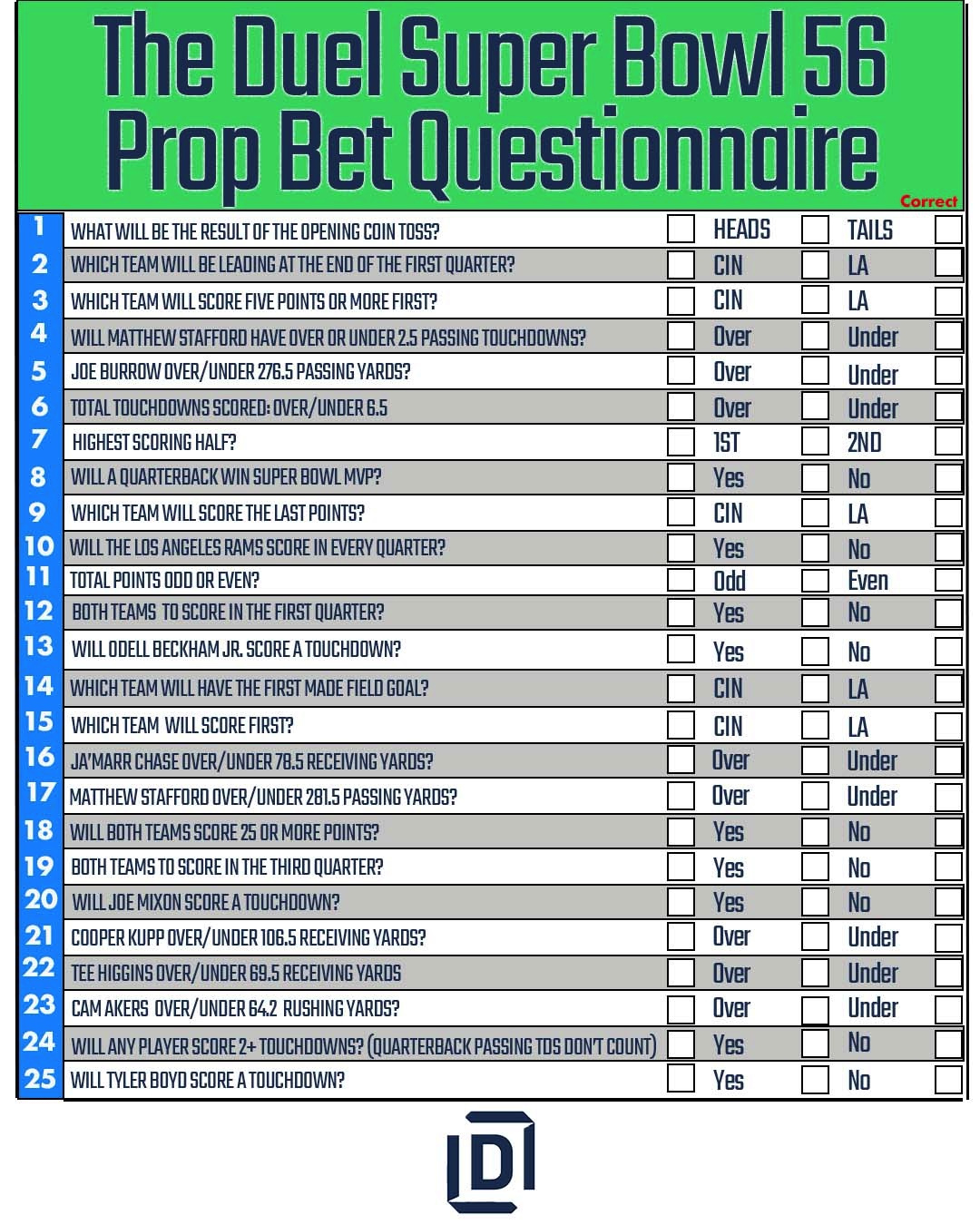Best Printable Super Bowl Prop Bet Sheet 2022 For Your Super Bowl pertaining to Super Bowl Prop Sheet Printable