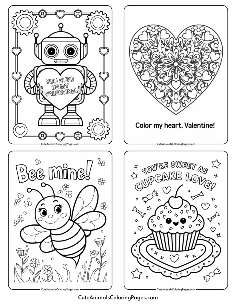 Black And White Printable Valentine Cards (25+ Free Pdf Pages for Coloring Valentines Day Cards Printable