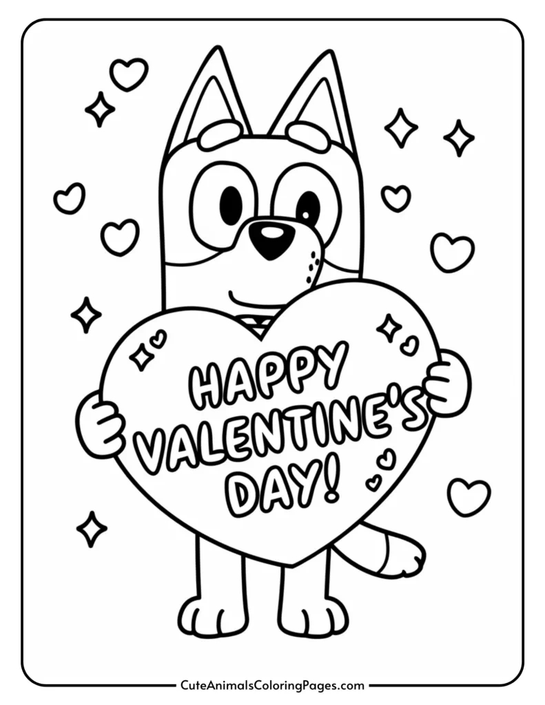 Bluey Valentines Coloring Pages (19 Free Printable Pdf Pages in Printable Valentine Coloring