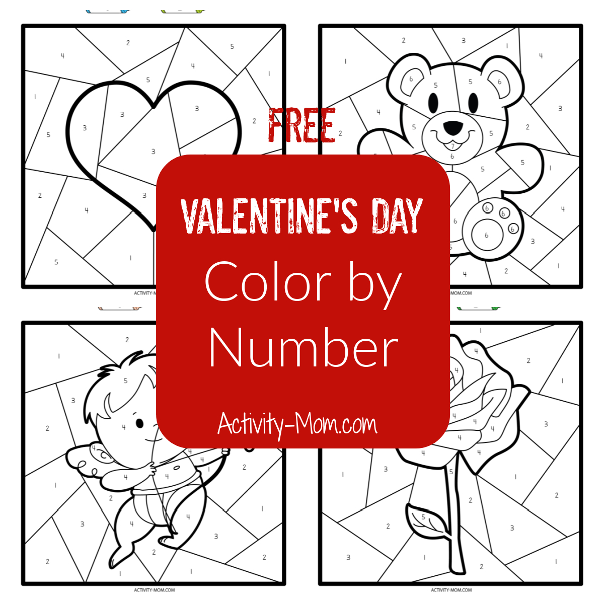 Colornumber Valentine Pages (Free Printable) - The Activity Mom for Free Printable Valentine Day Worksheets
