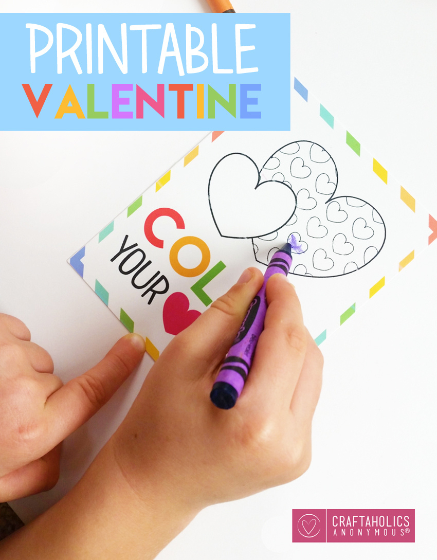 Craftaholics Anonymous® | Printable Kid&amp;#039;S Valentine with Free Printable Color Your Heart Out Valentine Printable