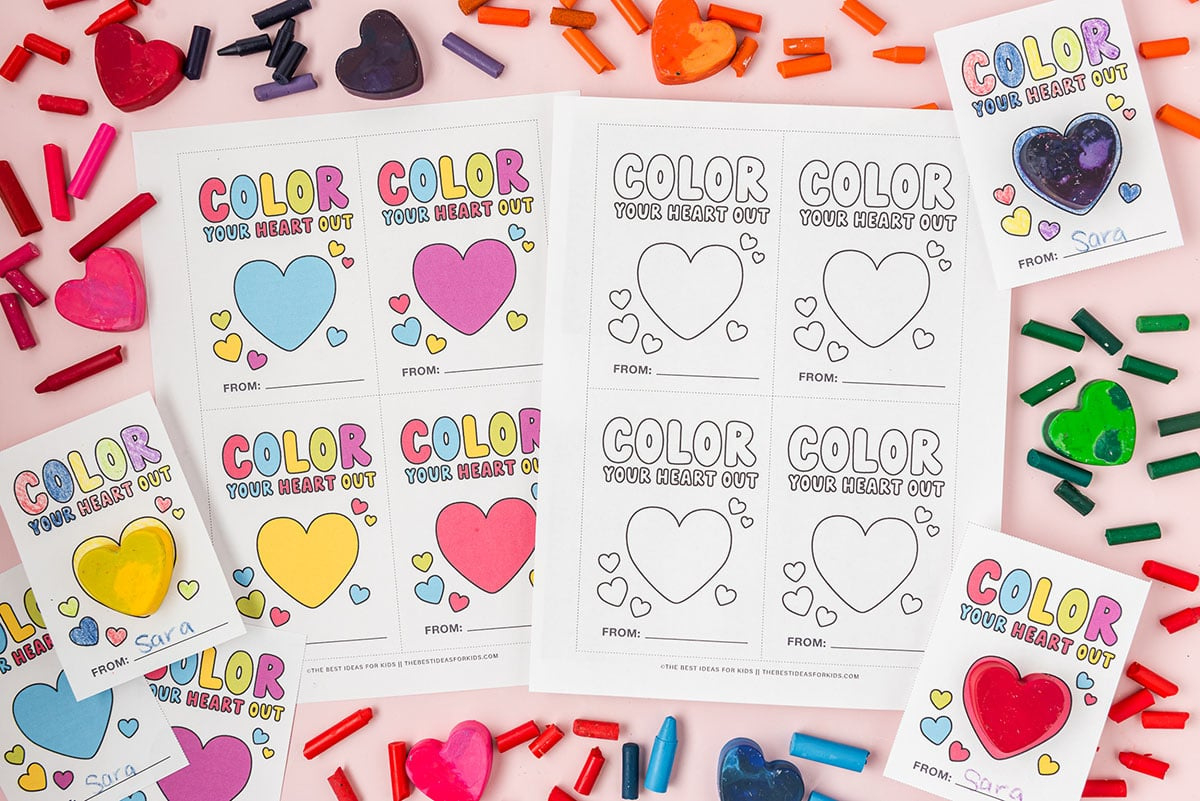 Crayon Heart Valentines (Free Printables) - The Best Ideas For Kids intended for Free Printable Color Your Heart Out Valentine Printable