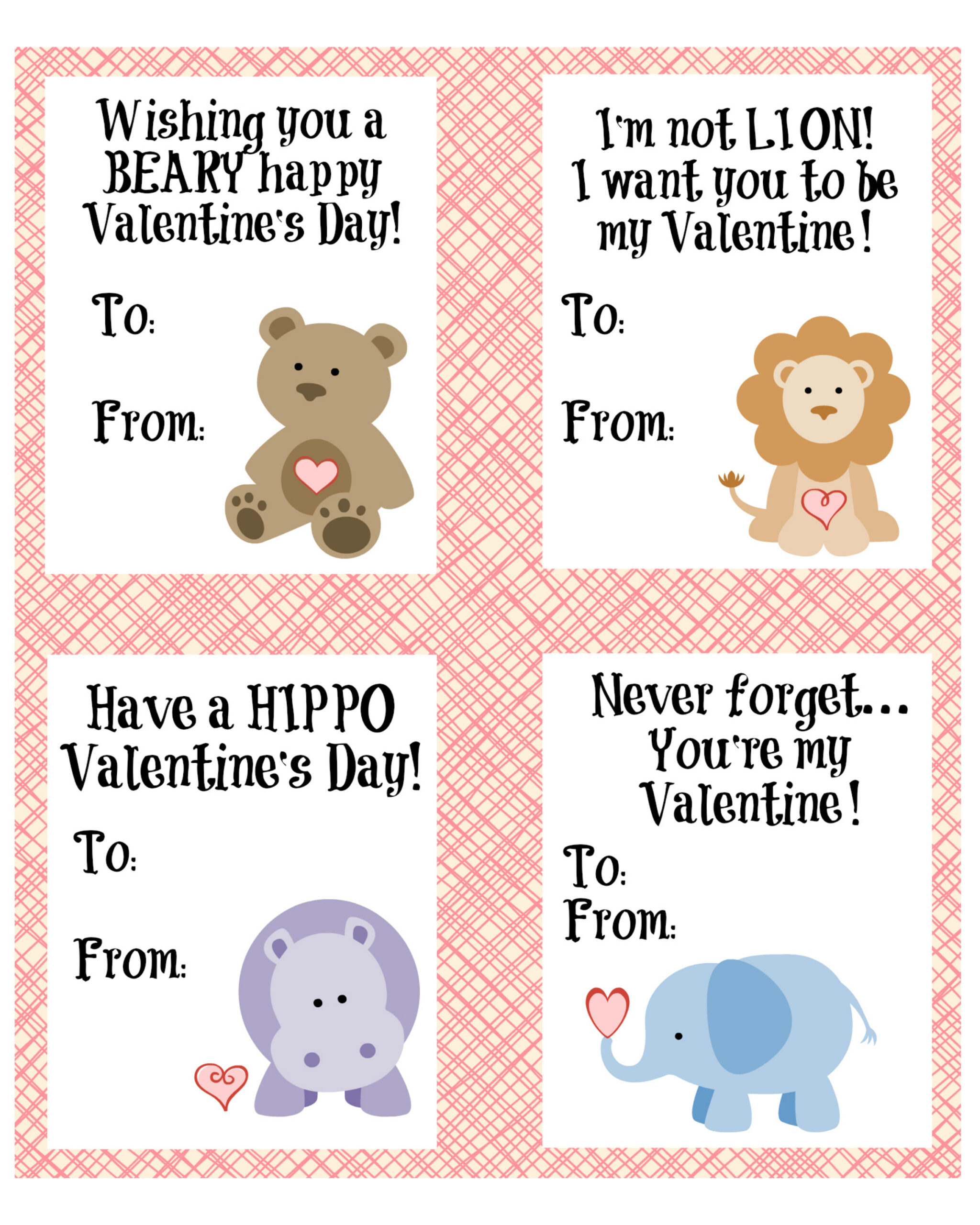 Cute Animal Valentine'S Day Cards {Free Printable} with regard to Free Printable Animal Valentines Day Cards