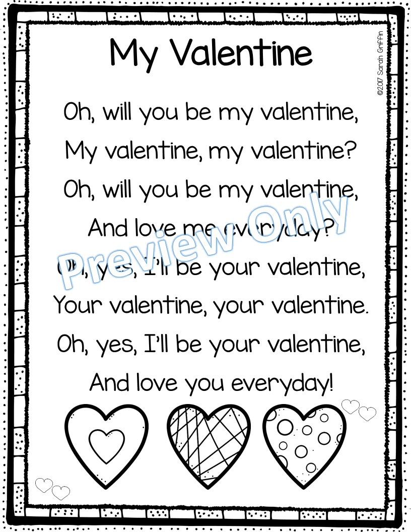 Daughters And Kindergarten: 5 Valentine'S Day Poems For Kids intended for Printable Valentines Day Poems
