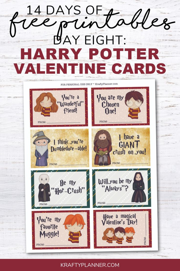Day 8: Free Printable Harry Potter Valentine&amp;#039;S Day Cards — Krafty inside Printable Harry Potter Valentines