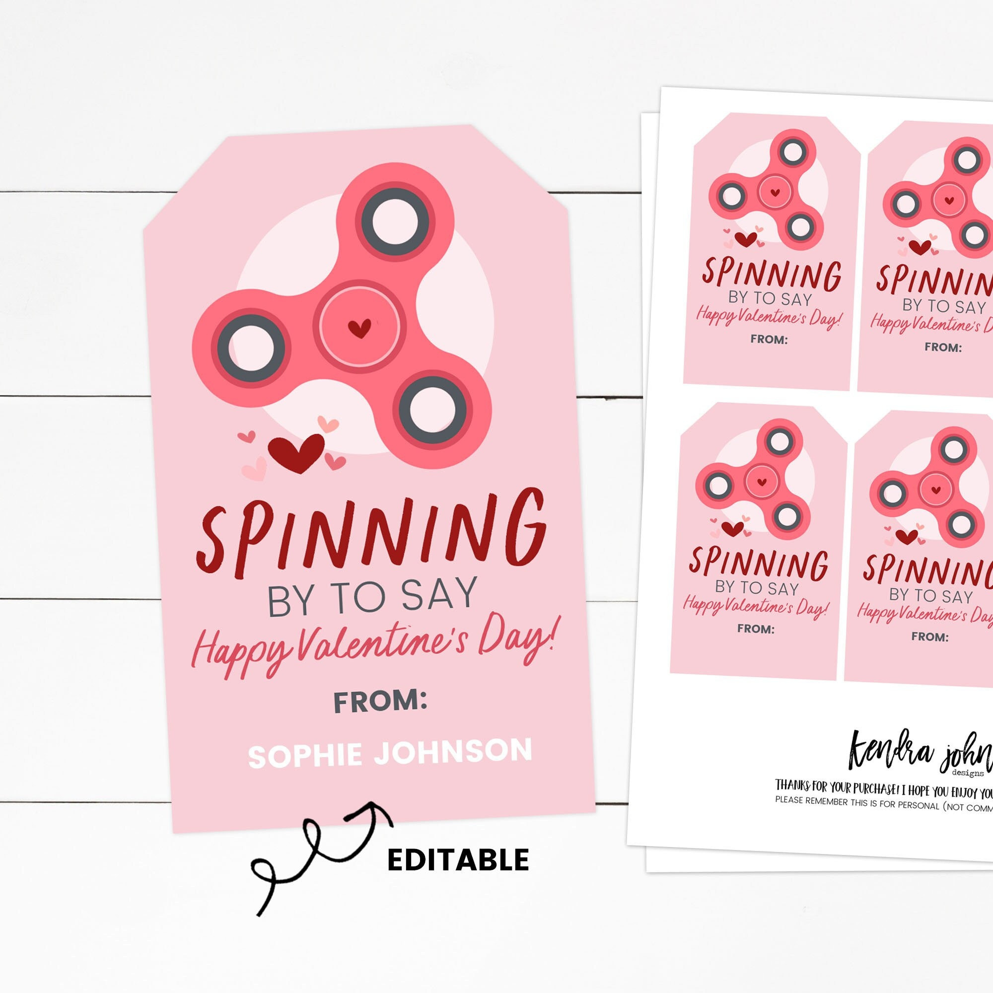Fidget Spinner Valentines, Valentines Fidget Tag, Valentinstag within Fidget Spinner Valentine Printable