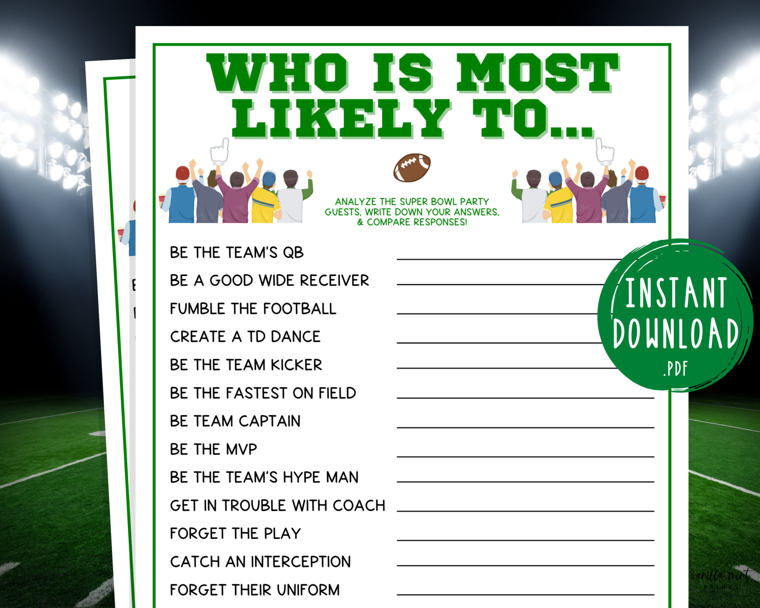 Football Who Is Most Likely To Game | Fantasy Football Party Games inside Printable Super Bowl Party Games