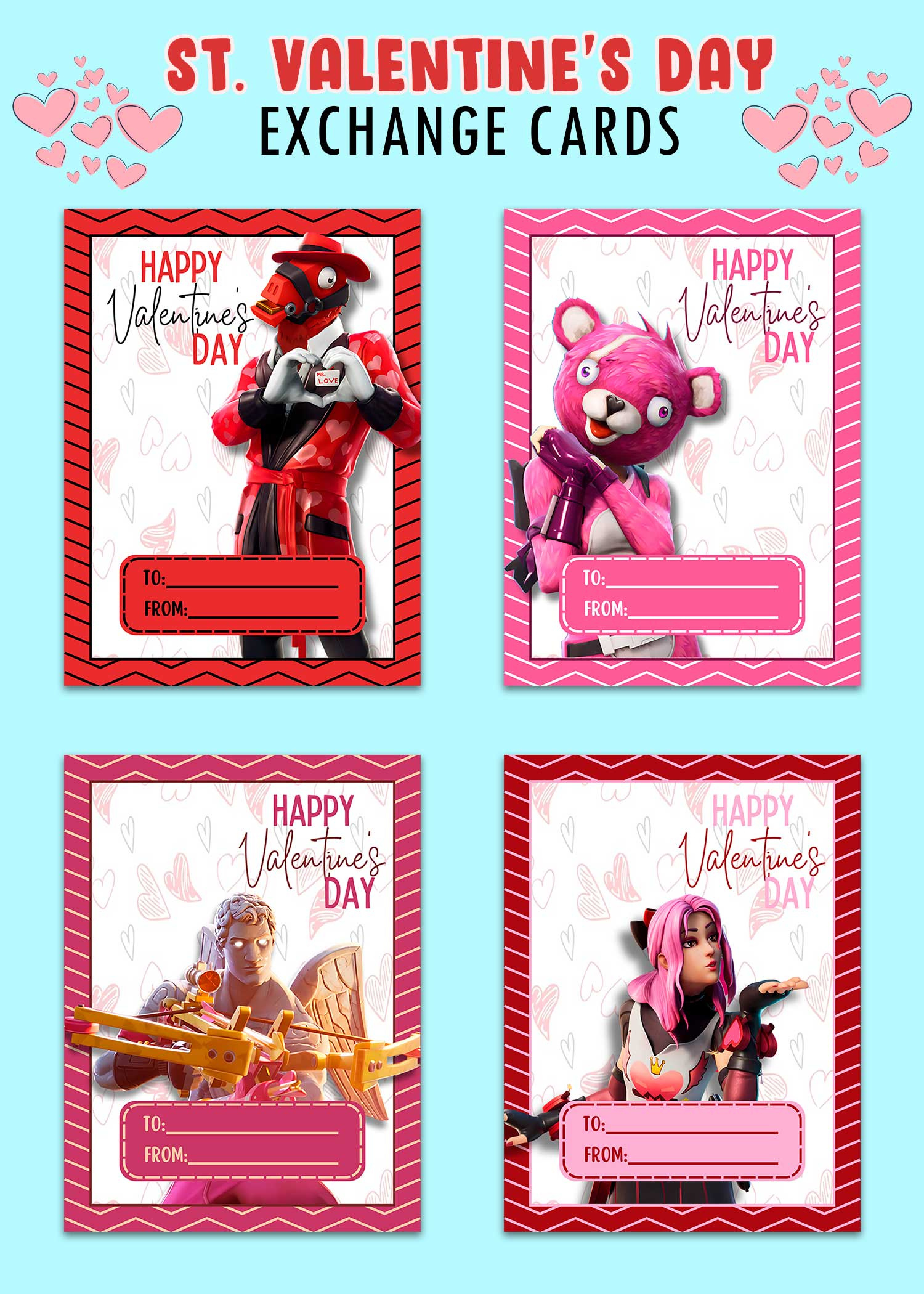Fortnite Valentines Day Cards | Pixavite inside Fortnite Valentines Cards Printable