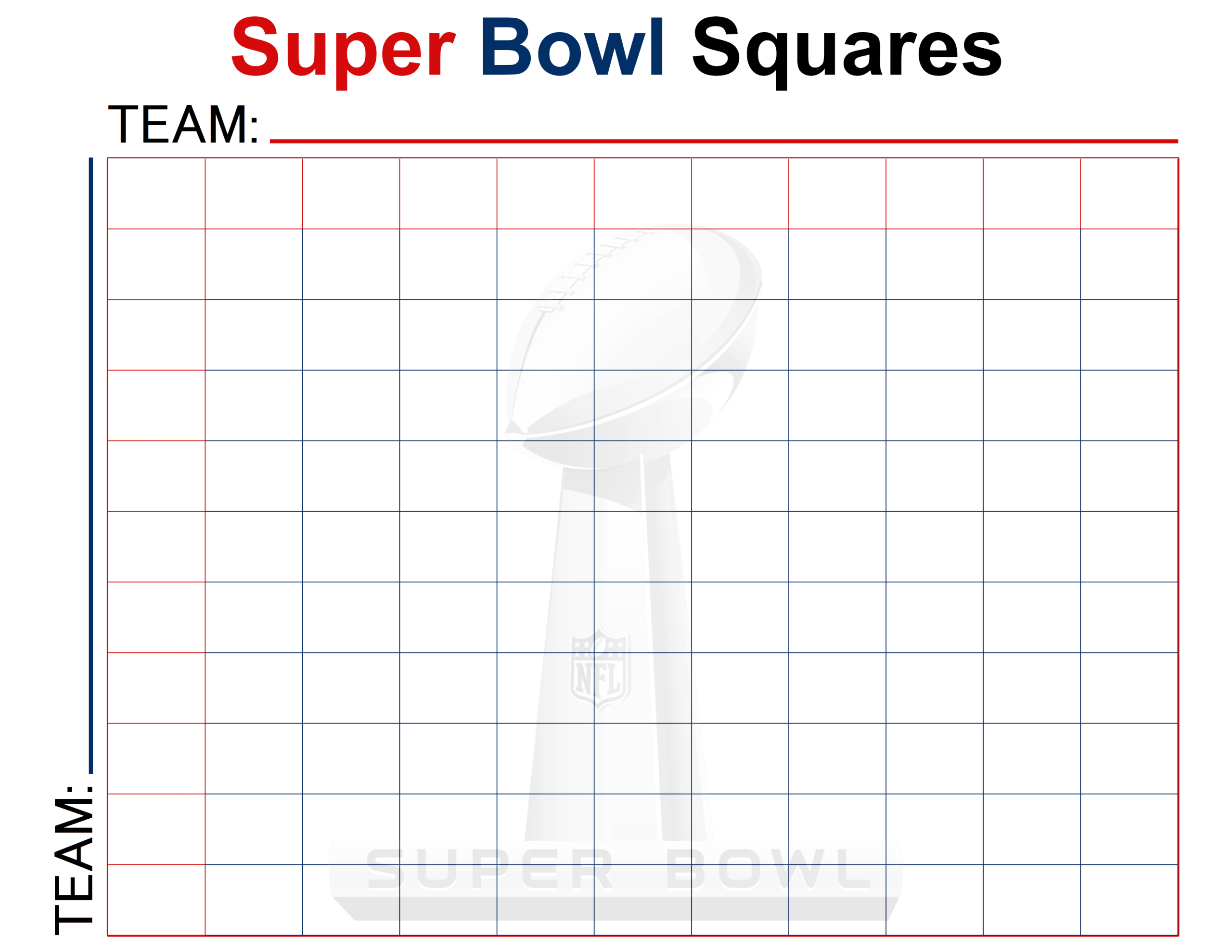 Free, Blank Super Bowl Squares And Printable Nfl Playoff Boxes intended for 2026 Super Bowl Squares Printable Free