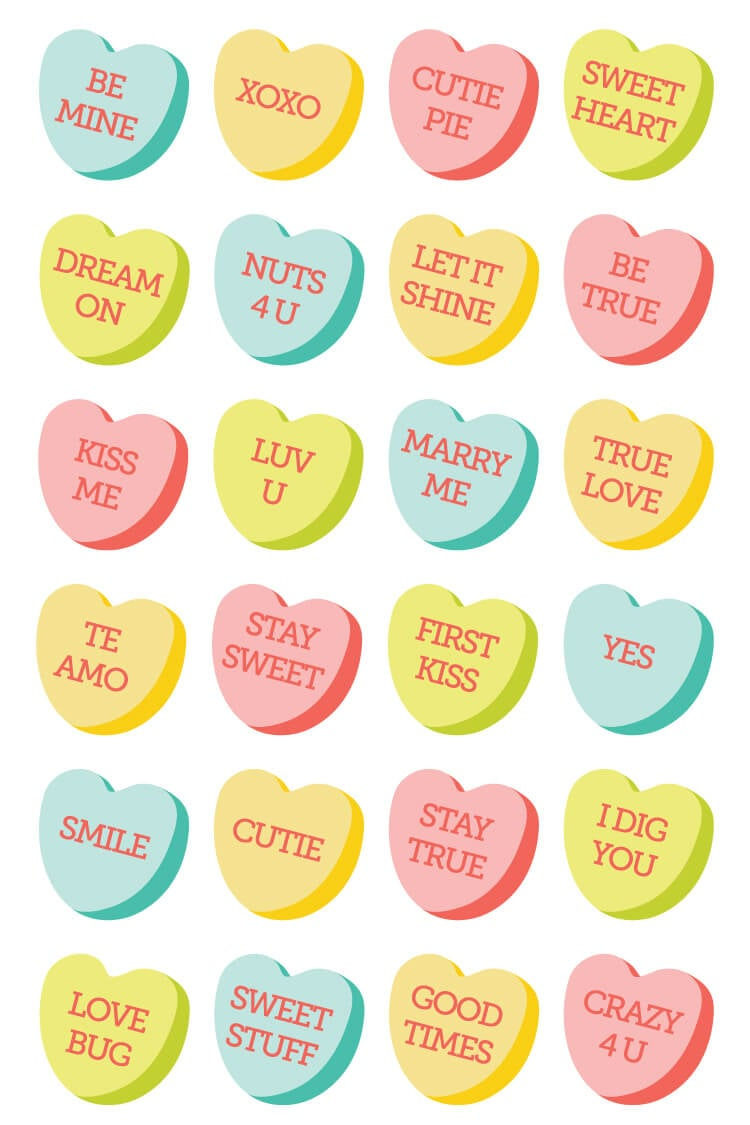 Free Conversation Hearts Clipart + Svg Cut Files - Hey, Let&amp;#039;S Make for Valentine Conversation Hearts Printable