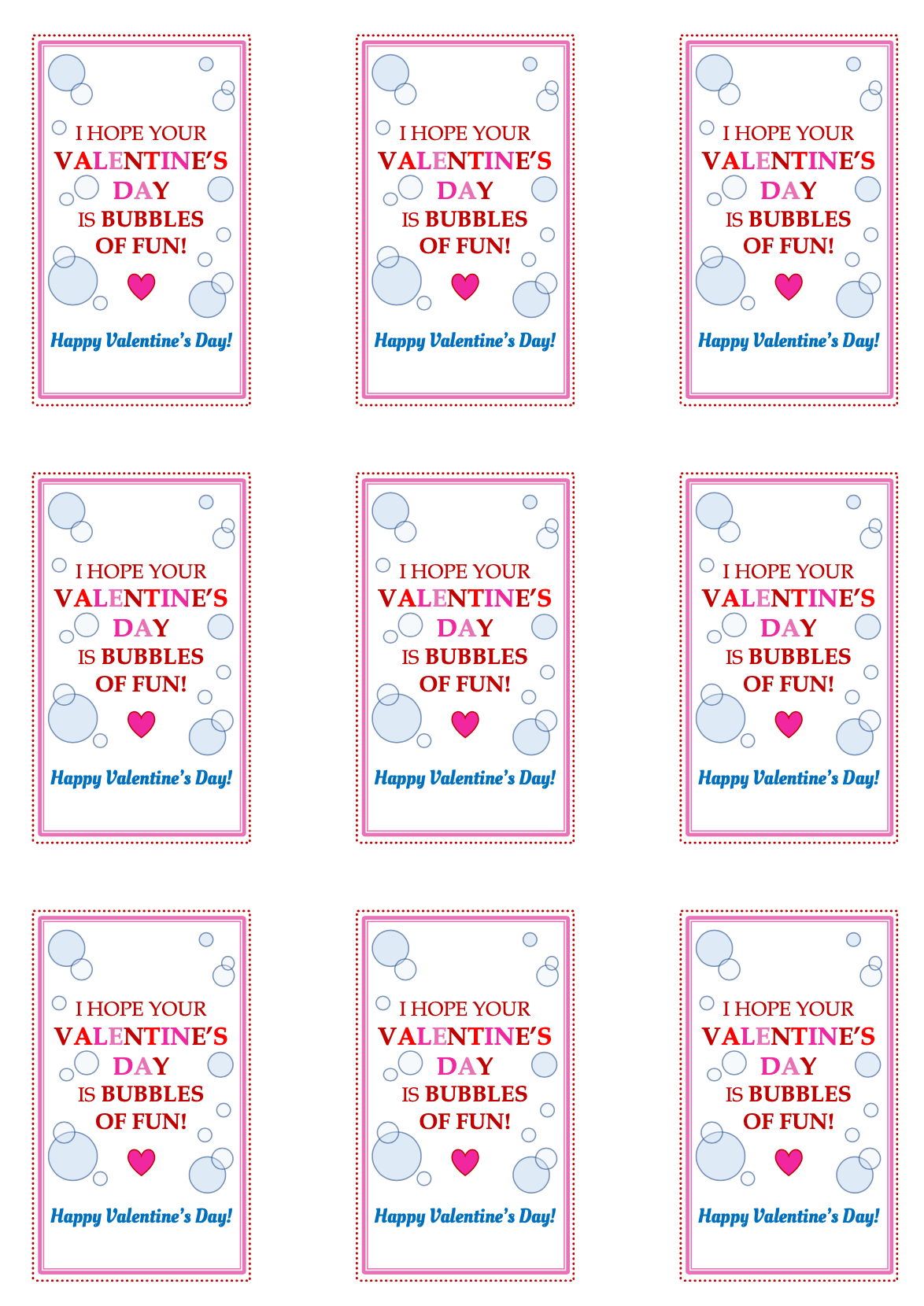 Free Diy Valentine Bubbles Printout - Peachfully Chic within Free Printable Bubbles Valentine Printable