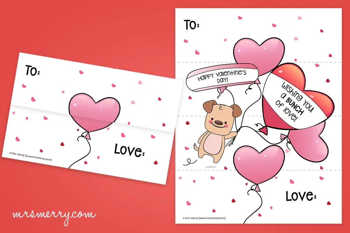 Free Folding Surprise Heart Printable | Mrs. Merry with regard to Free Printable Folding Valentine Cards