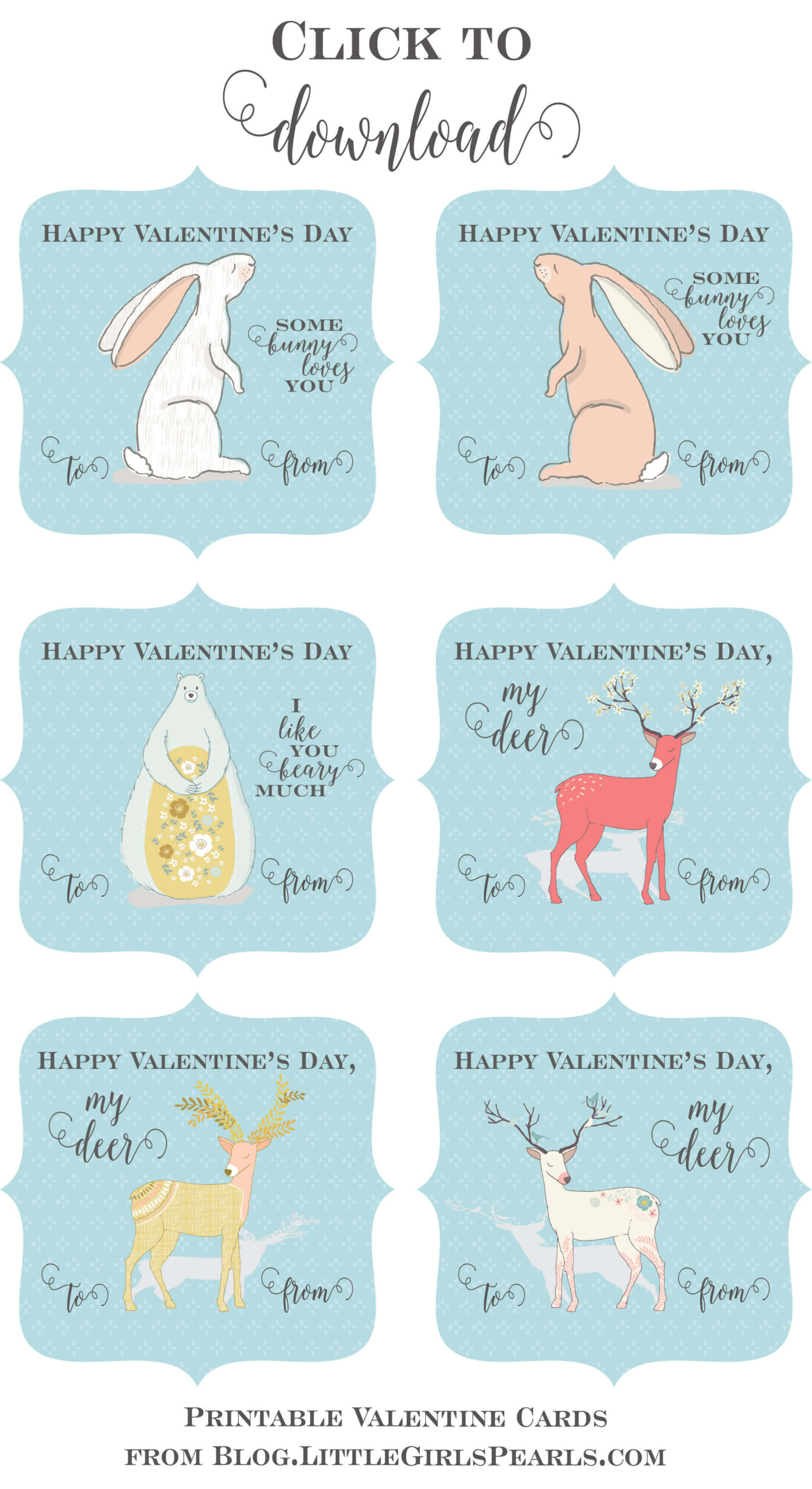Free Forest Animal Printable Valentines – Little Girl'S Pearls regarding Free Printable Animal Valentines