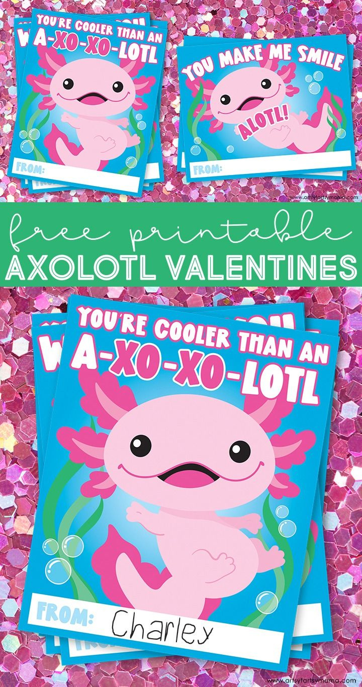 Free Printable Axolotl Valentines within Free Printable Axolotl Valentines